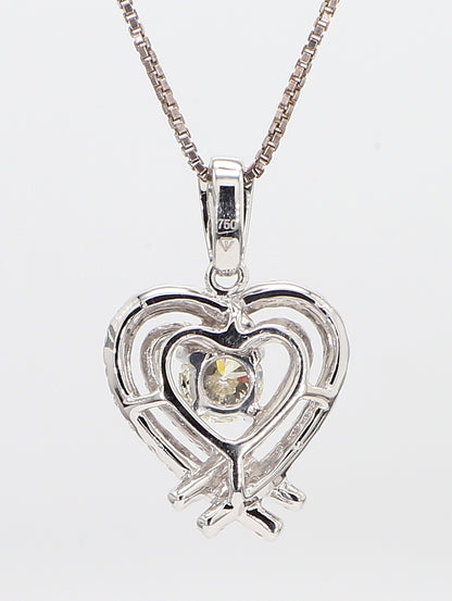 Heart White Diamond Pendant Necklace 1.03 Carat