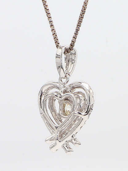 Heart White Diamond Pendant Necklace 1.03 Carat