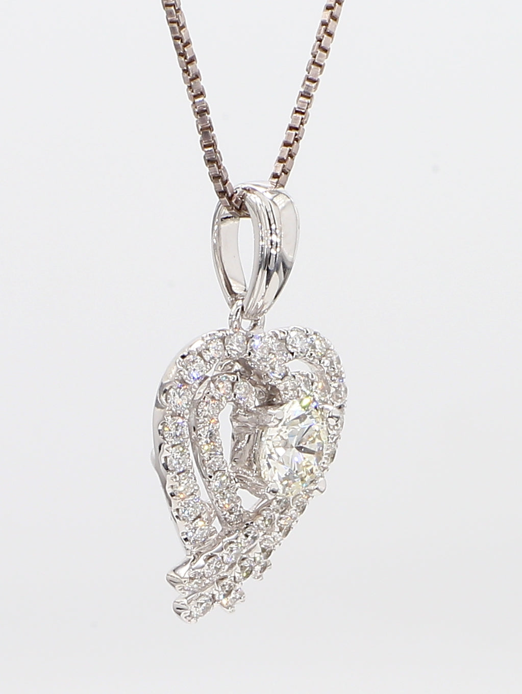 heart white diamond pendant necklace 1.03 carat