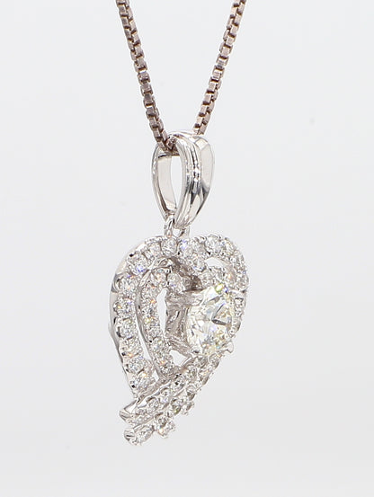 Heart White Diamond Pendant Necklace 1.03 Carat