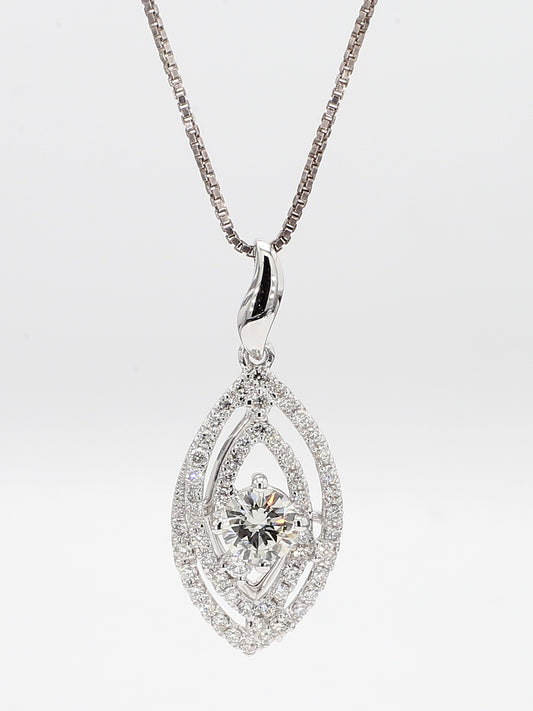 White Diamond Pendant Necklace 0.97 Carat