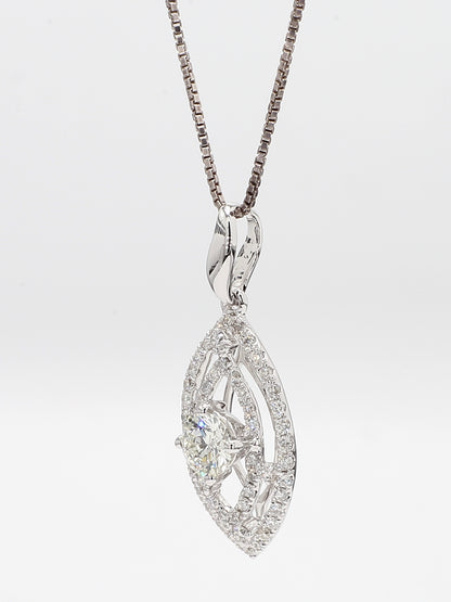 White Diamond Pendant Necklace 0.97 Carat