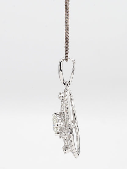 White Diamond Pendant Necklace 0.97 Carat