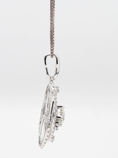 White Diamond Pendant Necklace 0.97 Carat