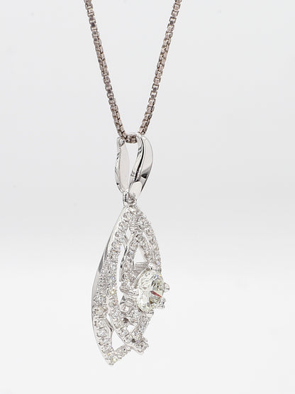 White Diamond Pendant Necklace 0.97 Carat