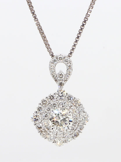 White Diamond Pendant Necklace 1.15 Carat