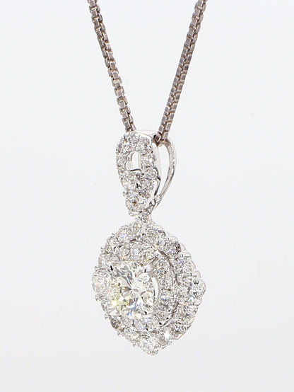 White Diamond Pendant Necklace 1.15 Carat