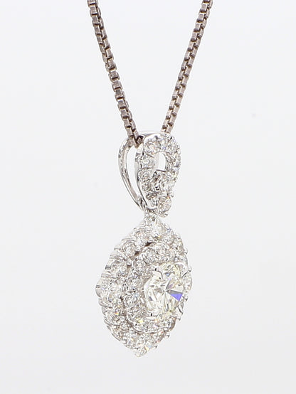 White Diamond Pendant Necklace 1.15 Carat