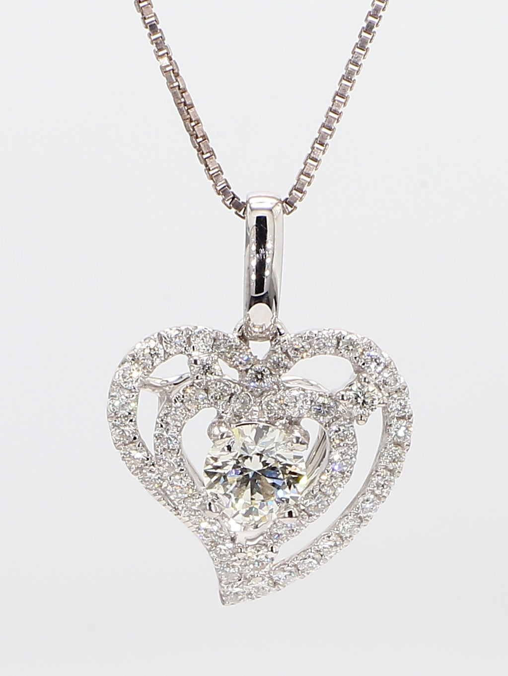 heart white diamond pendant necklace 1.16 carat