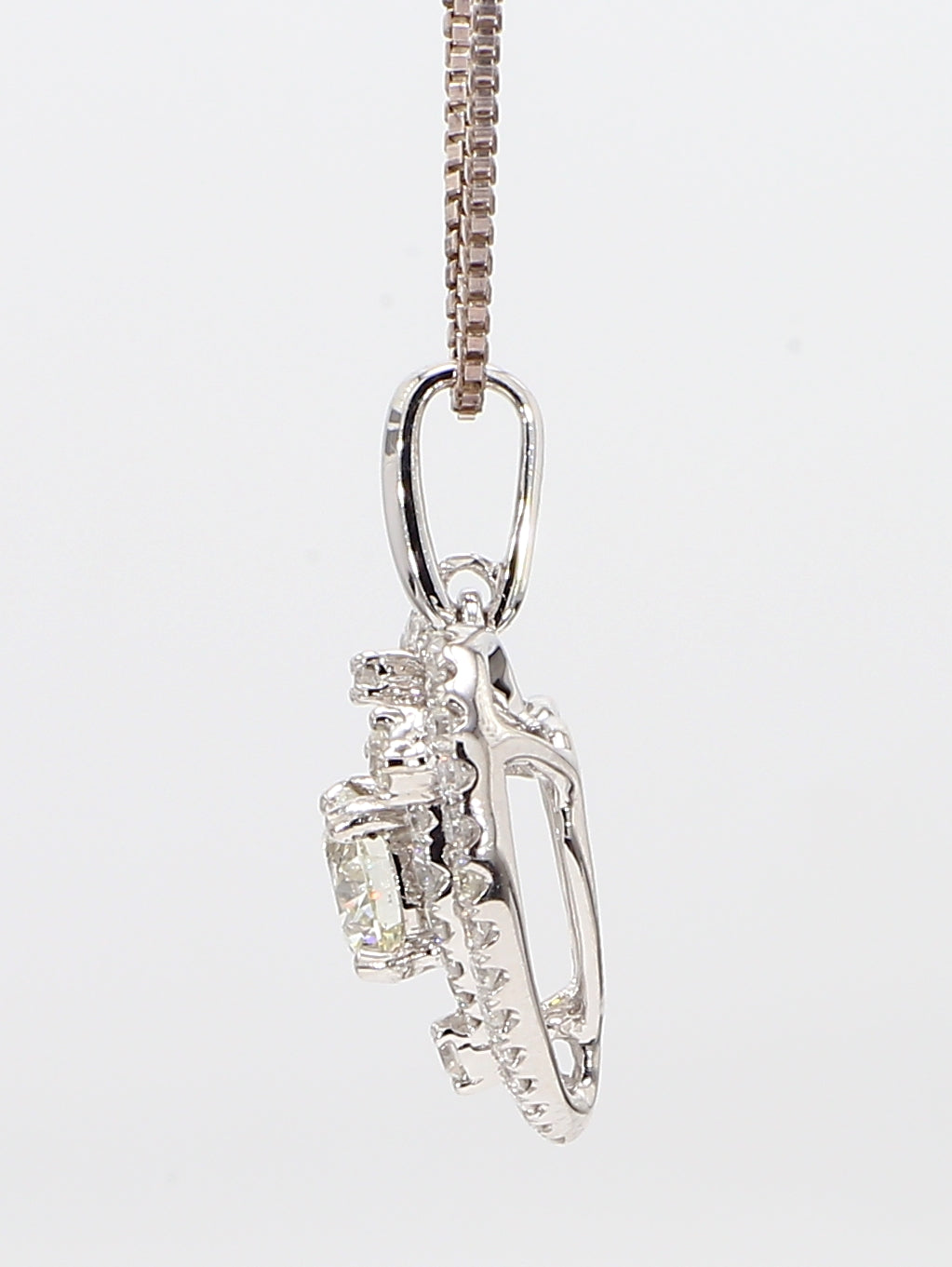 heart white diamond pendant necklace 1.16 carat