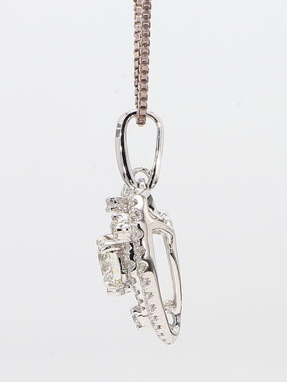 Heart White Diamond Pendant Necklace 1.16 Carat