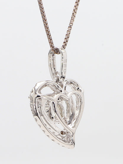 Heart White Diamond Pendant Necklace 1.16 Carat