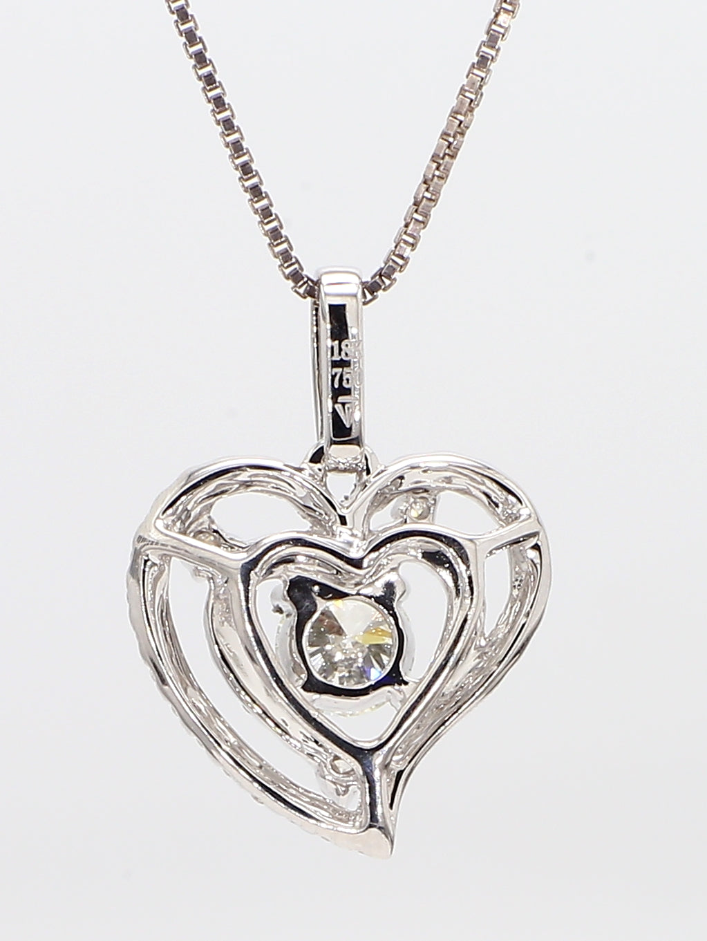 heart white diamond pendant necklace 1.16 carat