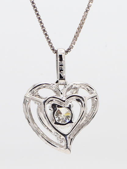 Heart White Diamond Pendant Necklace 1.16 Carat