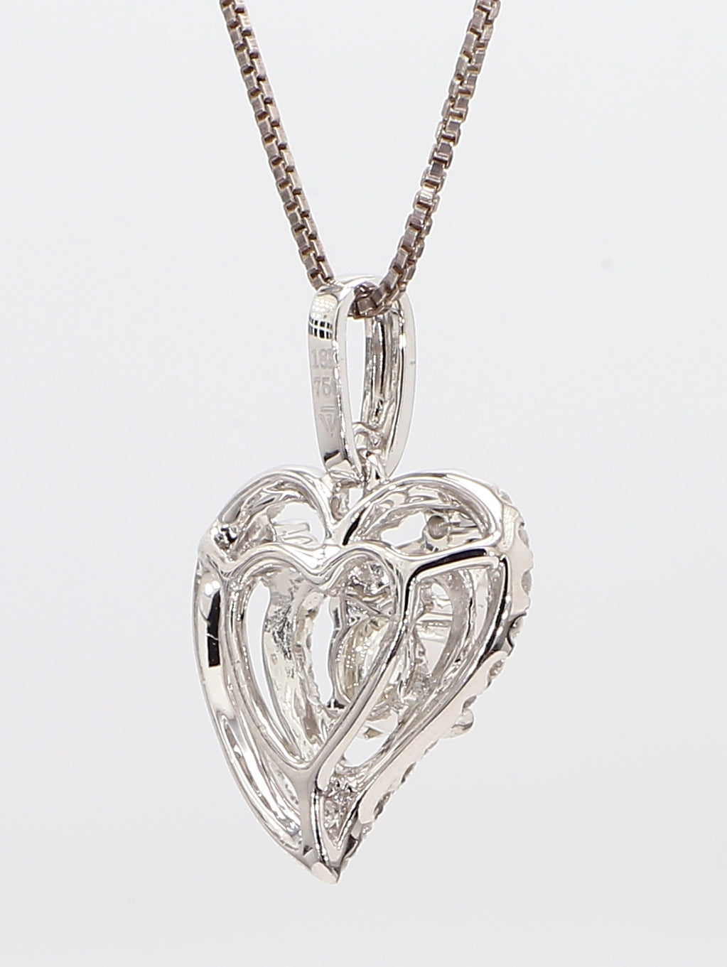 heart white diamond pendant necklace 1.16 carat