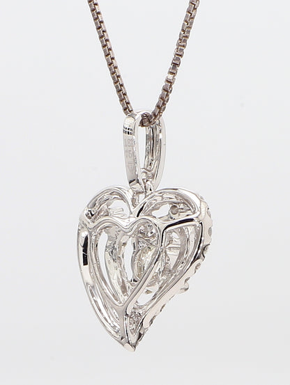 Heart White Diamond Pendant Necklace 1.16 Carat