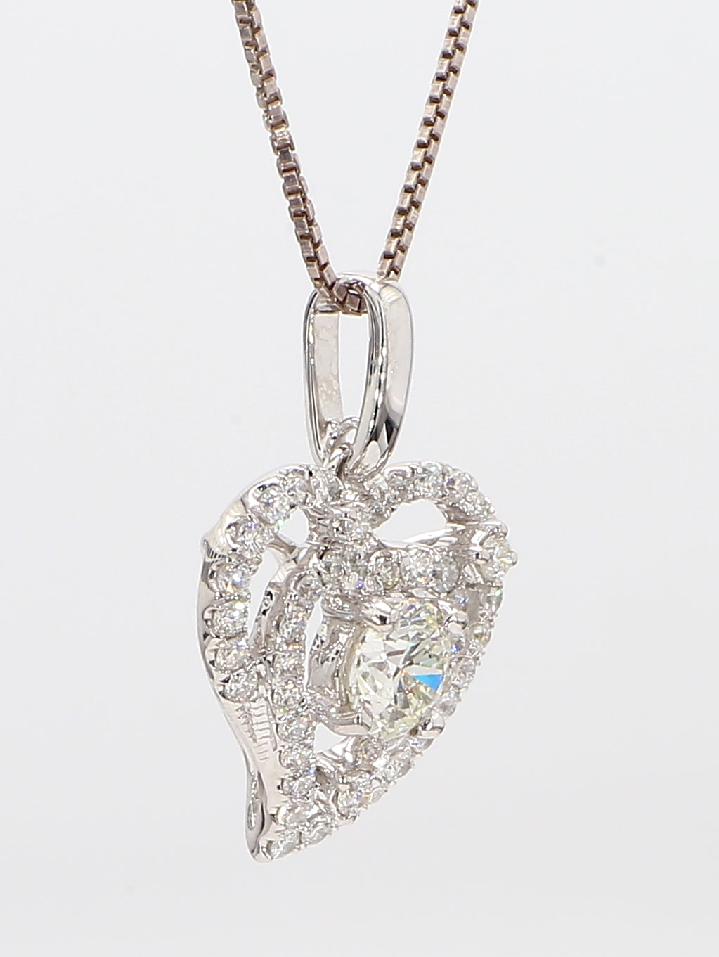 heart white diamond pendant necklace 1.16 carat