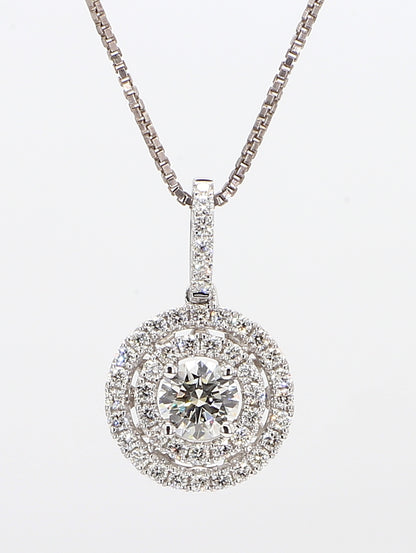 White Diamond Pendant Necklace 0.97 Carat