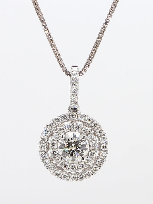 White Diamond Pendant Necklace 0.97 Carat