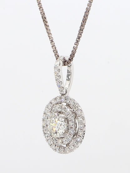 White Diamond Pendant Necklace 0.97 Carat