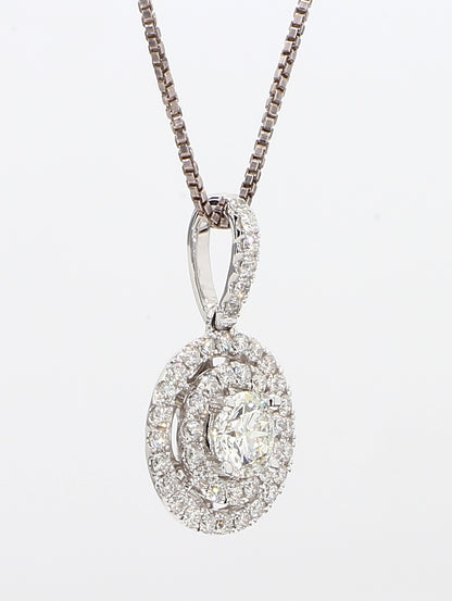 White Diamond Pendant Necklace 0.97 Carat