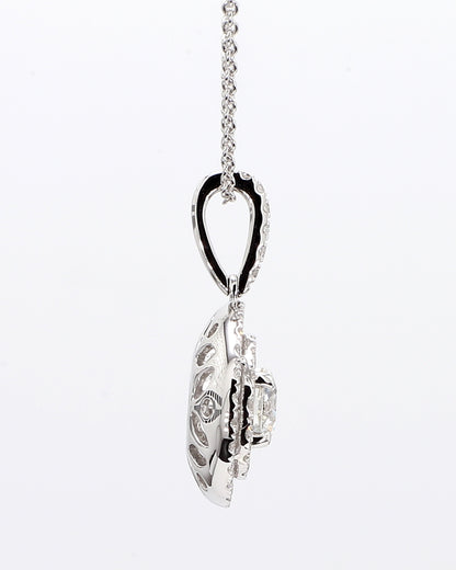 White Round Diamond  double Halo Pendant 1.03 Carat