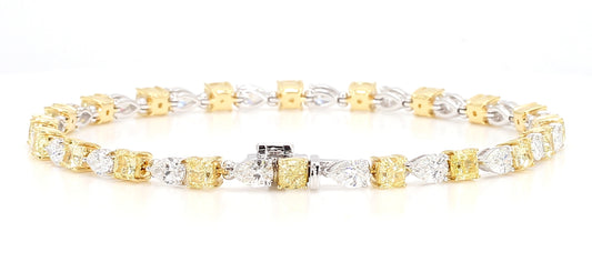 Fancy Yellow & White Diamonds Bracelet 7.12 Carat