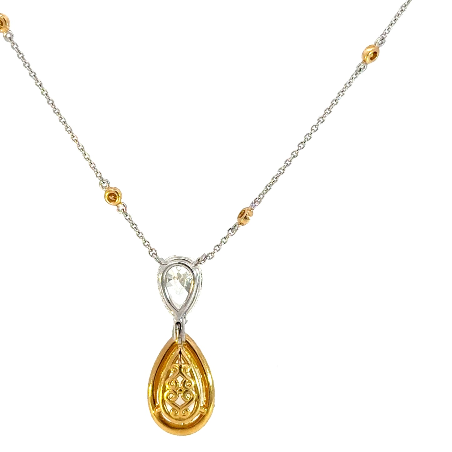 fancy yellow & white pear cut  diamond two stone pendant(5.53 carat)