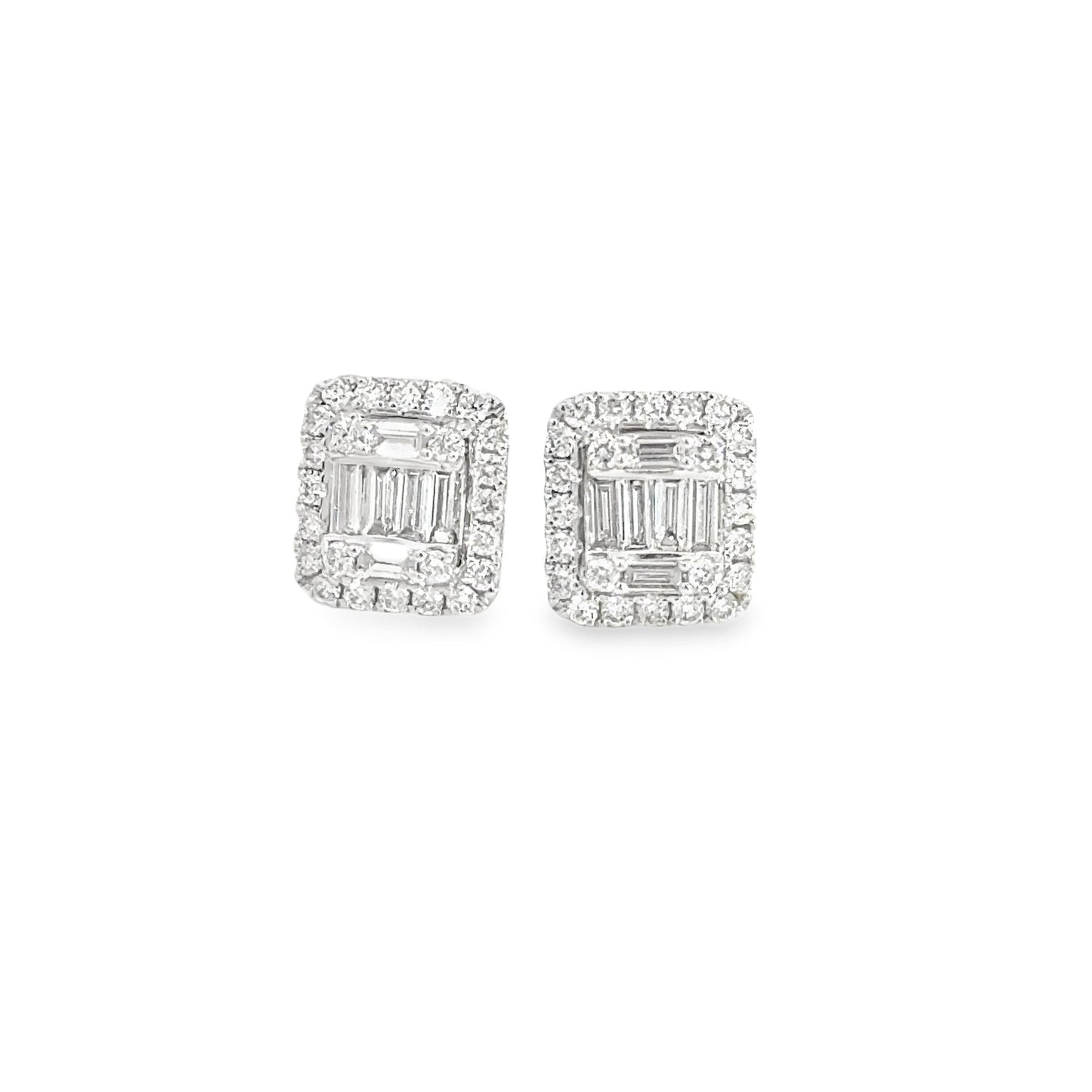 14k illusion setting baguette studs 0.55 carats