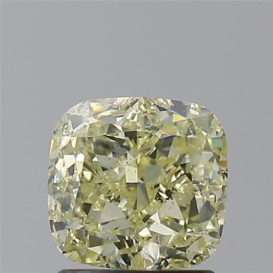 Cushion Shape Natural Fancy Light Yellow Diamond  I1 Clarity & GIA Certified 1.55 Carat