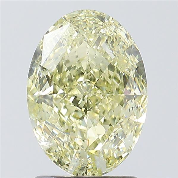 oval shape fancy light greenish yellow diamond with si2 clarity & gia 2.01 carat