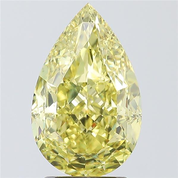 pear shape natural fancy intense yellow diamond vs2 clarity & gia 3.02 carat