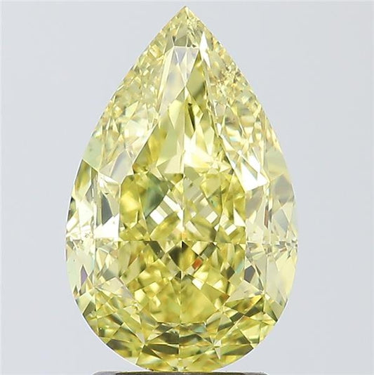 Pear Shape Natural Fancy Intense Yellow Diamond VS2 Clarity & GIA 3.02 Carat