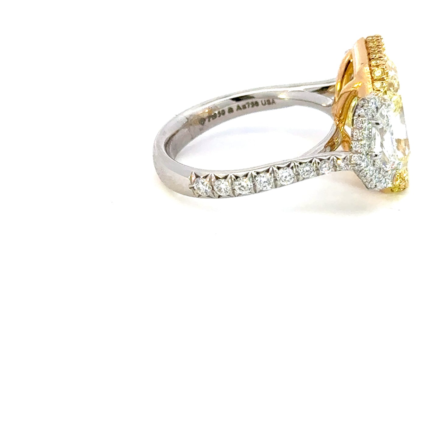 fancy light yellow radiant  diamond ring  7.06 carat