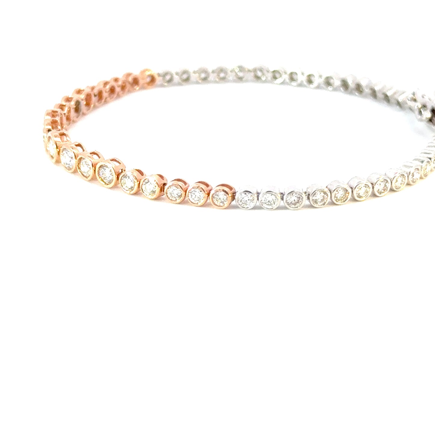 bezel set graduated tennis bracelet white and rose gold (2.70 ct)