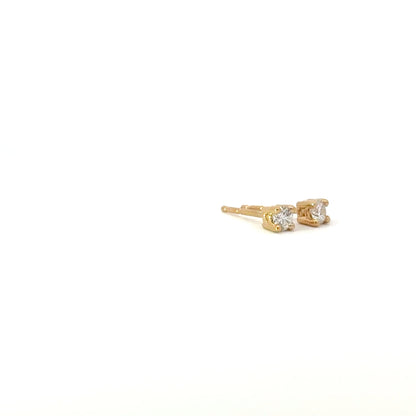 14K Yellow Gold Mini Stud Earrings with Brilliant Round Diamonds