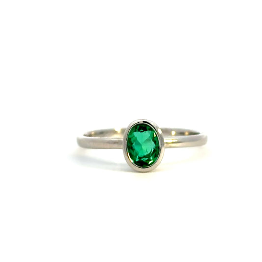 Solitaire Colombian Emerald Ring 0.47 ct