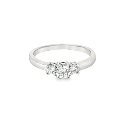 White Round Diamond Three Stone Engagement  Ring  0.50 Carat