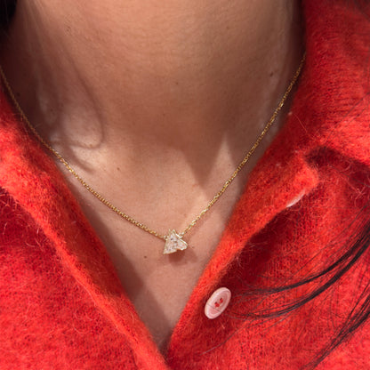 Horse Cut Diamond Solitaire Necklace in 14K Yellow Gold 1.18 carat