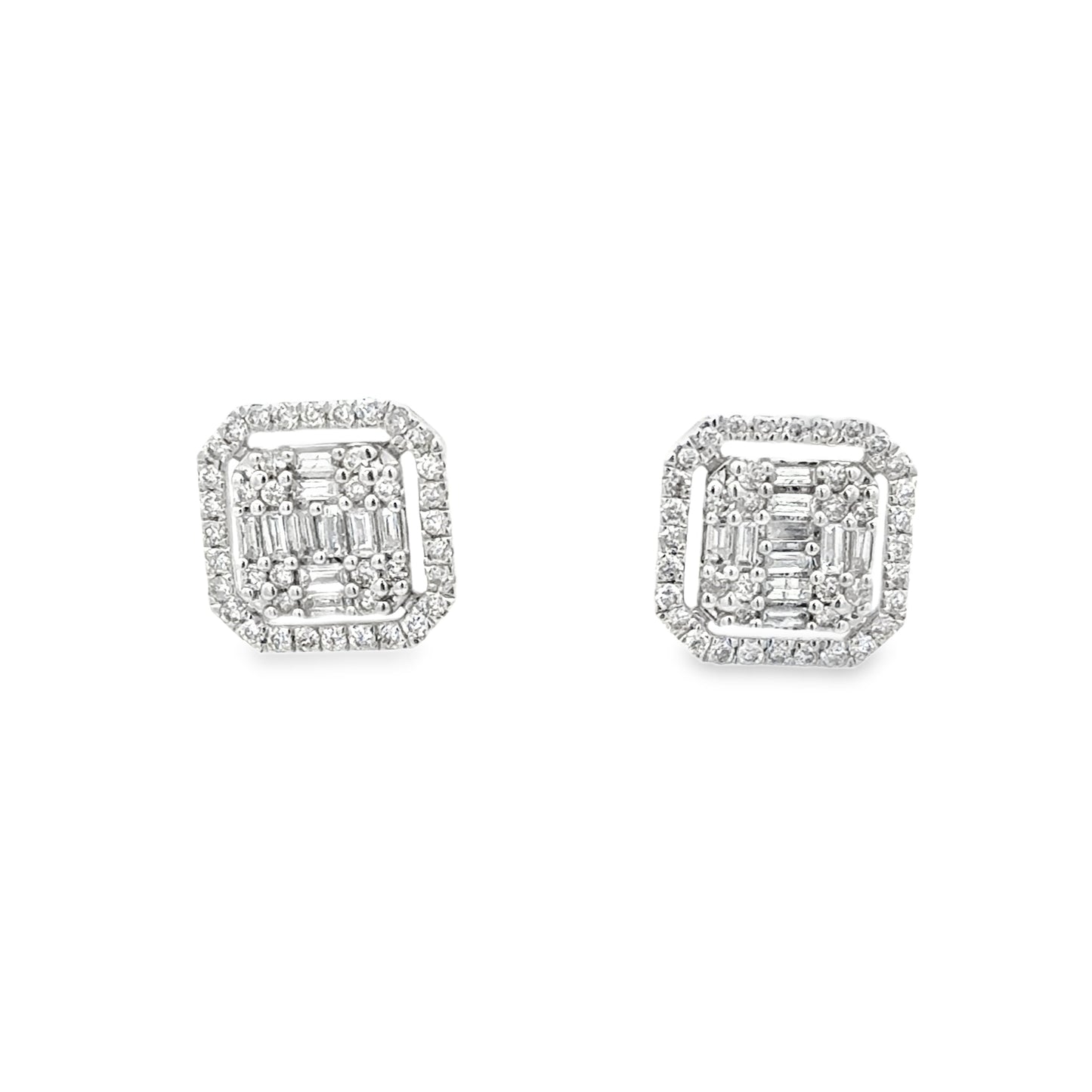 18k illusion setting baguette studs 0.80 carat