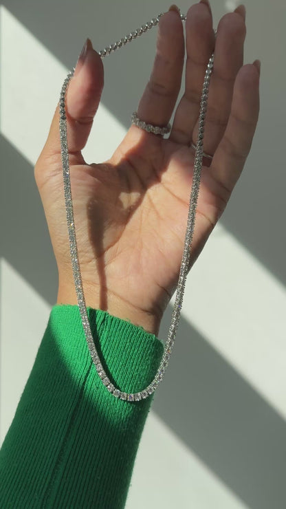 Half way Diamond Tennis Necklace 8.04 Carat