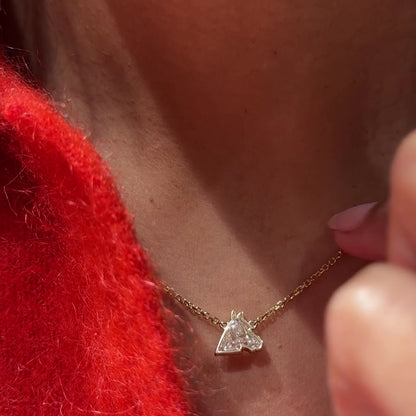 Horse Cut Diamond Solitaire Necklace in 14K Yellow Gold 1.18 carat