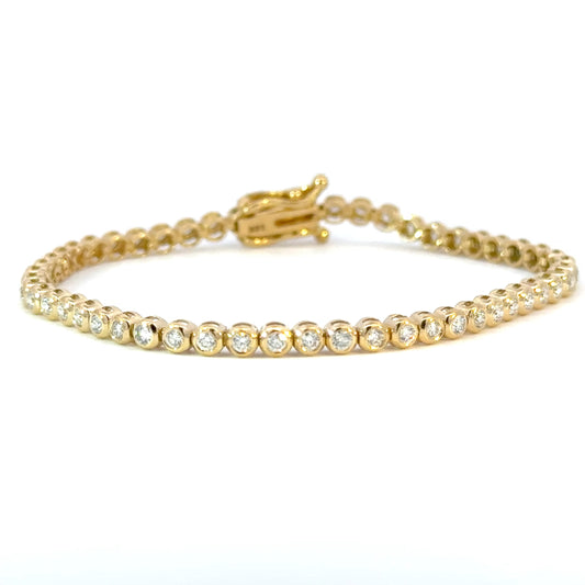 Bezel Tennis Bracelet 18K Gold 2PTS 1.26CT