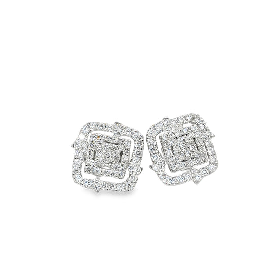 18K White Gold  Earrings with Brilliant Round Diamonds