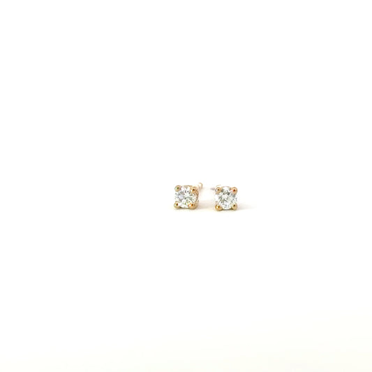 14K Yellow Gold Mini Stud Earrings with Brilliant Round Diamonds
