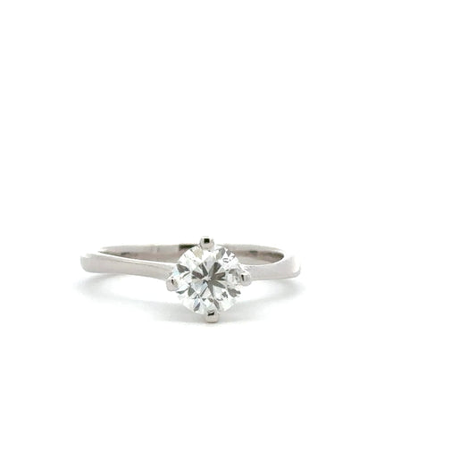 White Round Diamond Solitaire Engagement  Ring  0.72 Carat