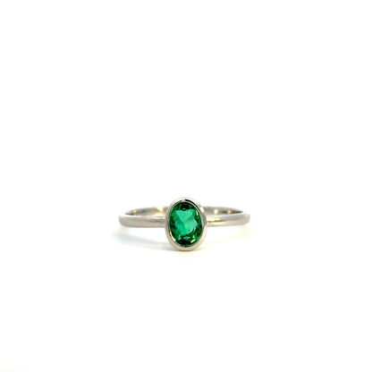 Solitaire Colombian Emerald Ring 0.47 ct