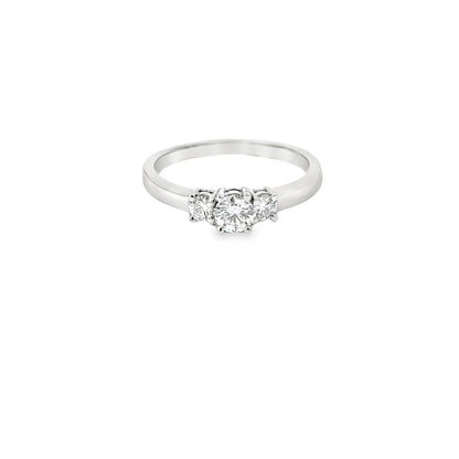 White Round Diamond Three Stone Engagement  Ring  0.50 Carat