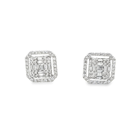 18k Illusion Setting Baguette Studs 0.80 Carat